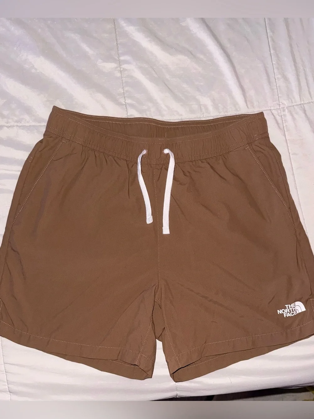 The North Face Brown Elastic Waist Shorts with White Drawstring